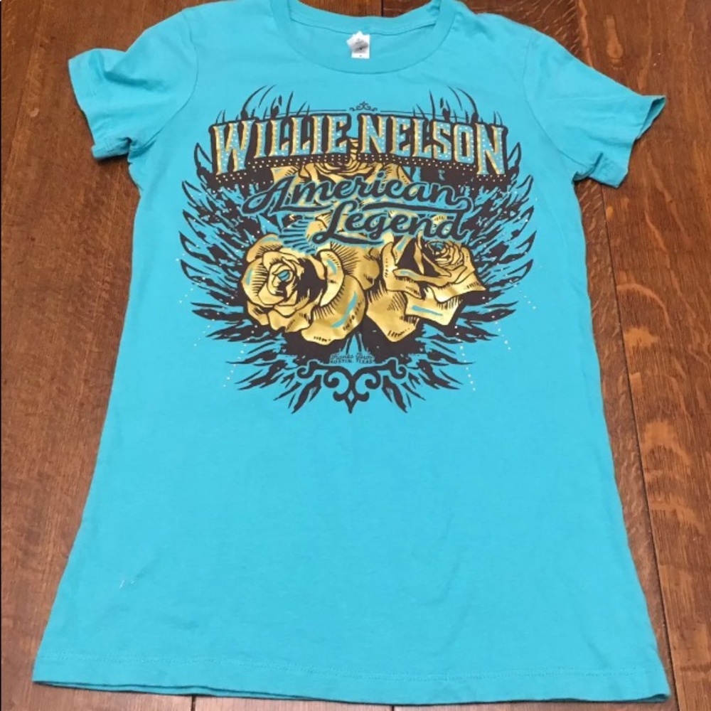 Willie Nelson Rhinestone Bling Rose Gold Foil Top
